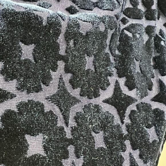 Talbot Navy Blue Burnout Velvet Blouse Size S Long Sleeve Damask - Picture 9 of 12